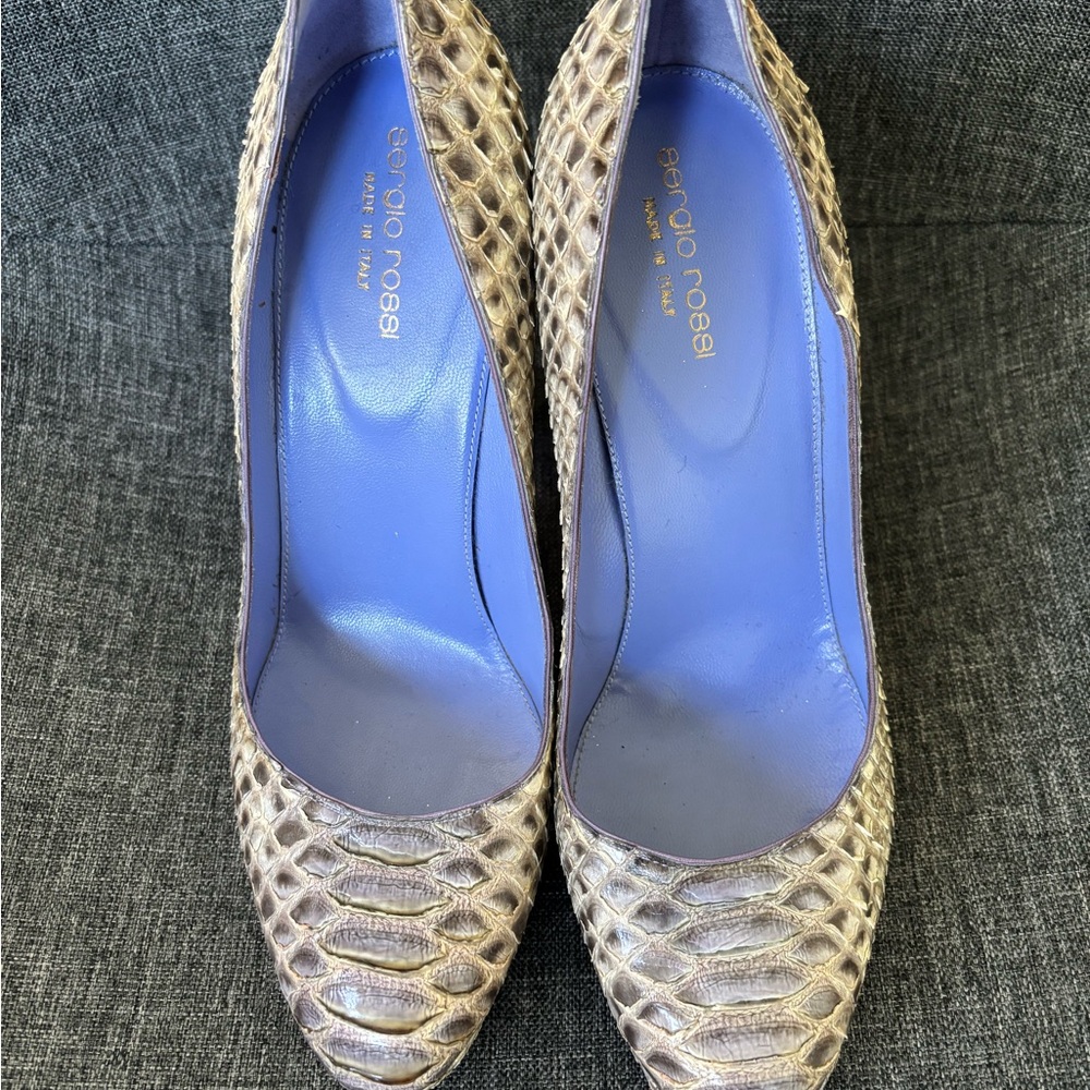 Sergio Rossi Grey Lavender Python Platform Snakes… - image 4